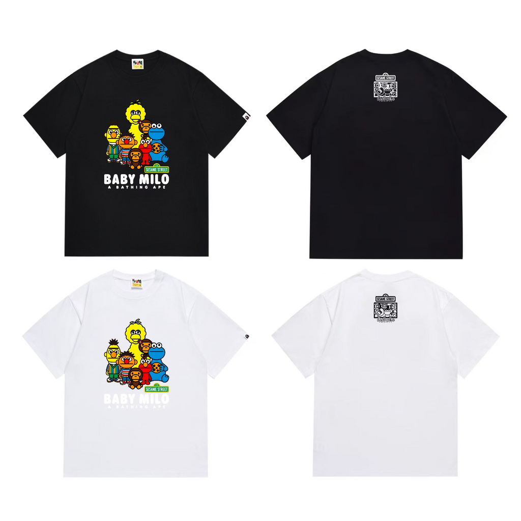 Bathing Shark and ape head print T-Shirt NextBlock
