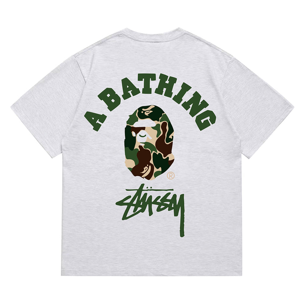 Bathing Shark and ape head print T-Shirt NextBlock