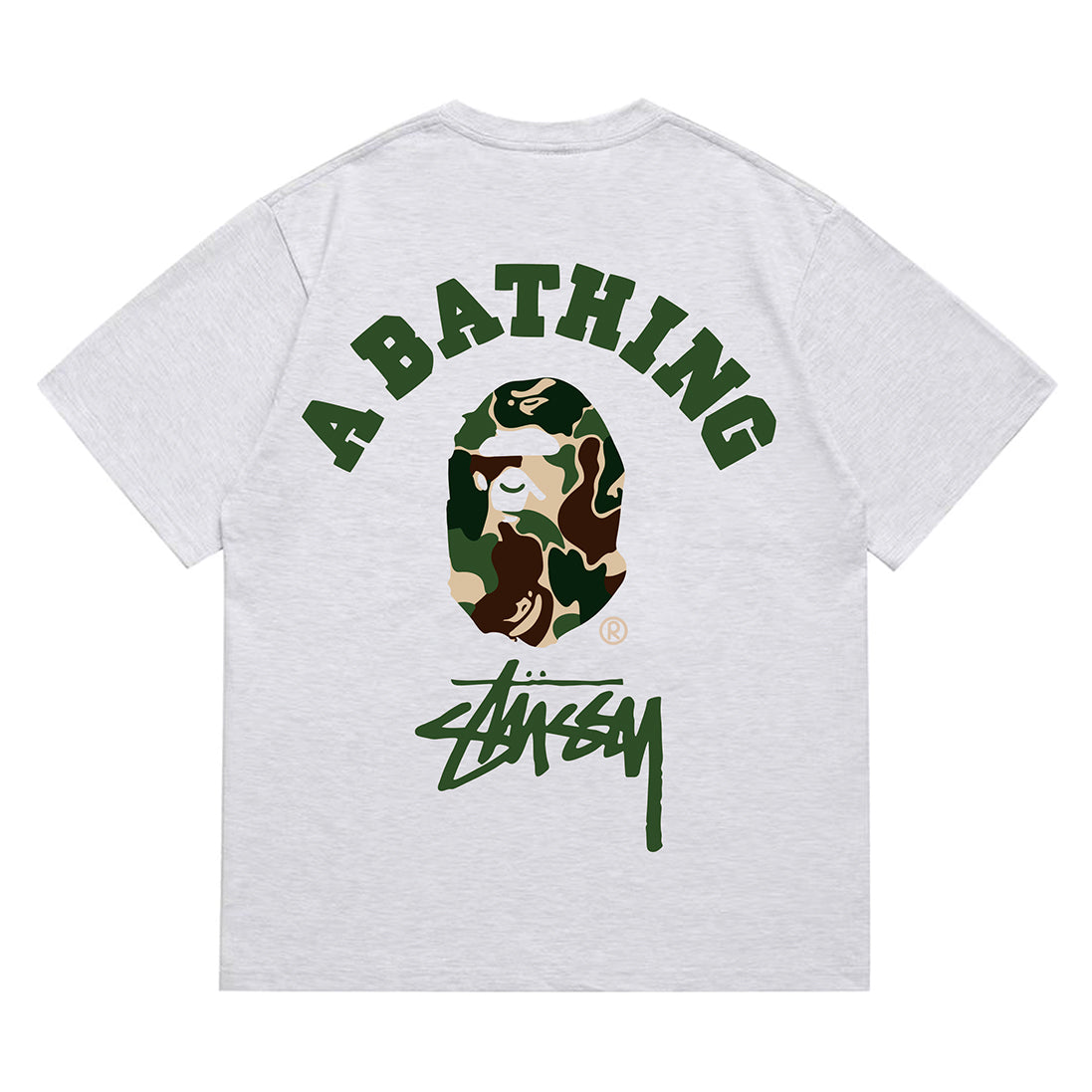 Bathing Shark and ape head print T-Shirt NextBlock
