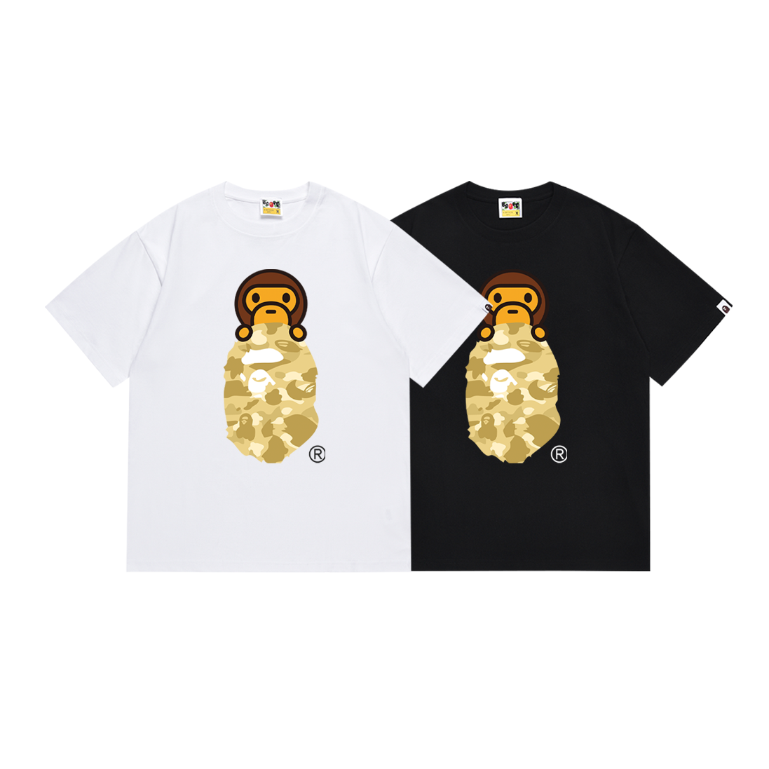 Bathing Shark and ape head print T-Shirt NextBlock