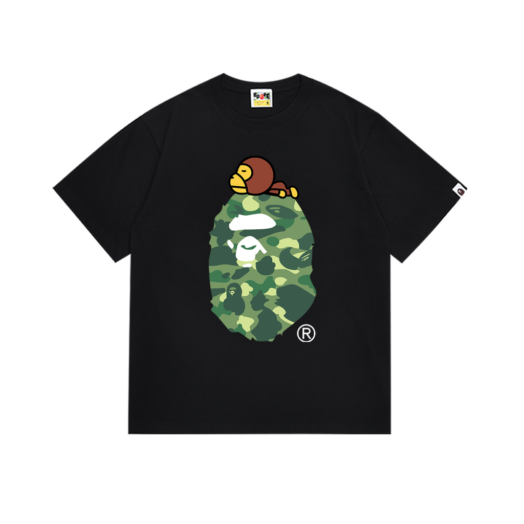 Bathing Shark and ape head print T-Shirt NextBlock
