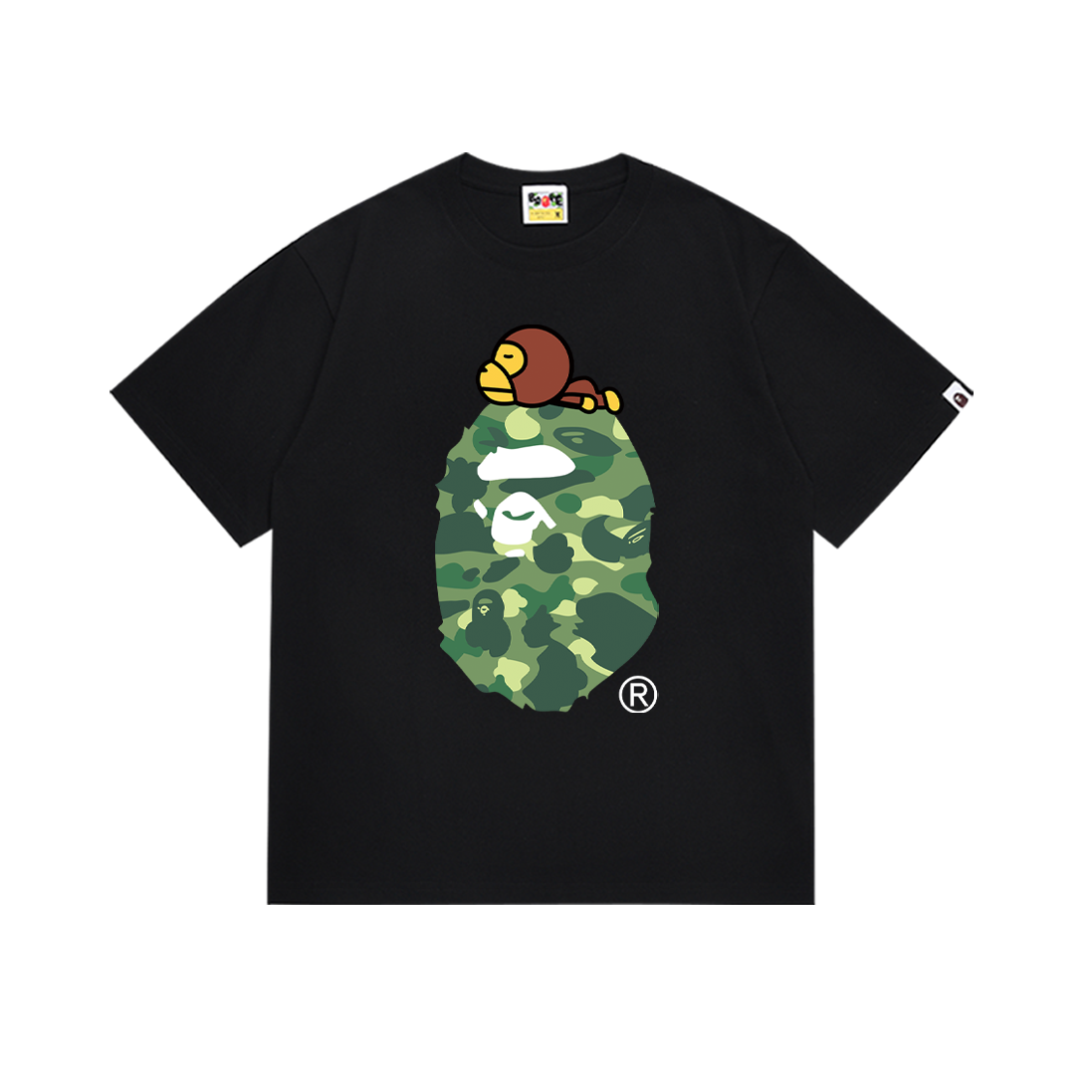 Bathing Shark and ape head print T-Shirt NextBlock