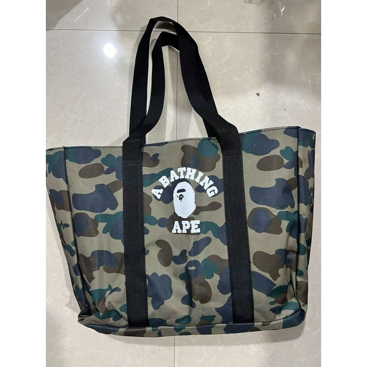 Bathing Shark and ape head print Bag Camouflage Large Capacity Waterproof Casual Shoulder Portable Tote Bag NextBlock