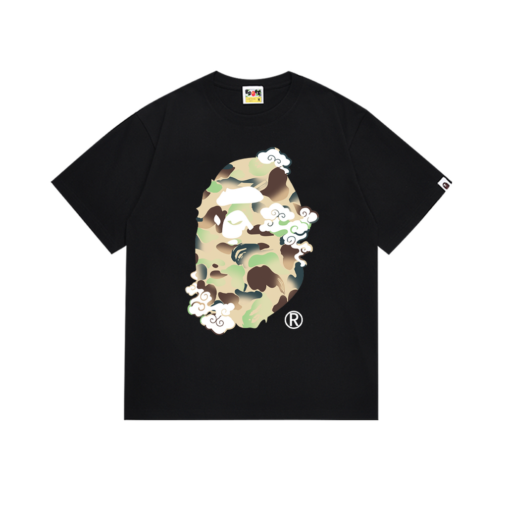 Bathing Shark and ape head print T-Shirt NextBlock