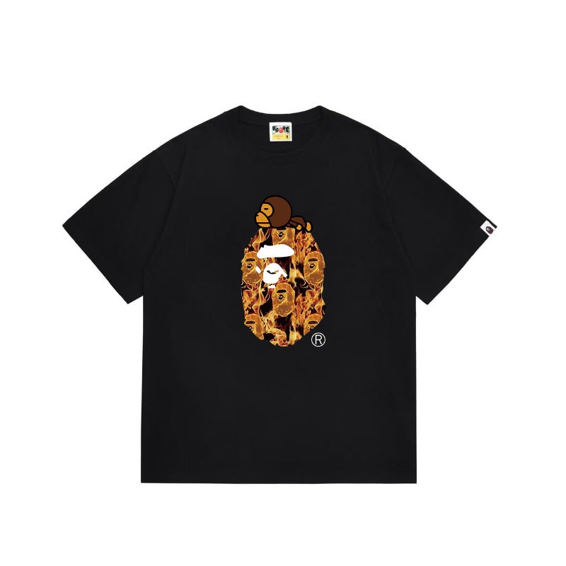 Bathing Shark and ape head print T Shirts NextBlock