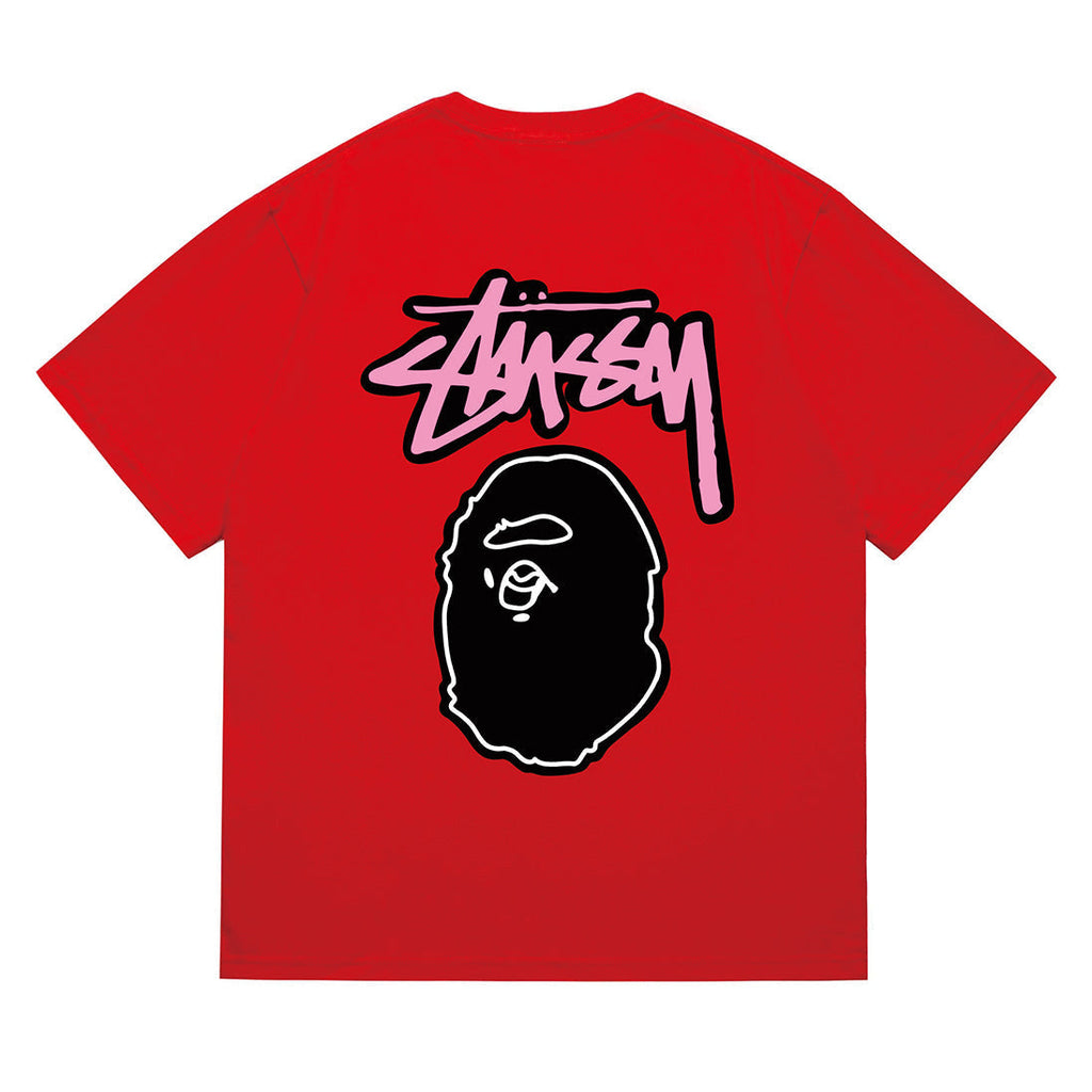 Bathing Shark and ape head print T-Shirt NextBlock