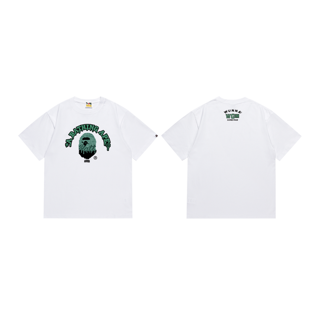 Bathing Shark and ape head print T-Shirt NextBlock