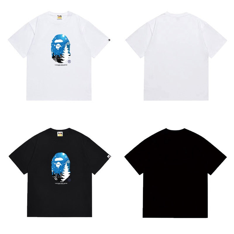 Bathing Shark and ape head print T Shirts NextBlock