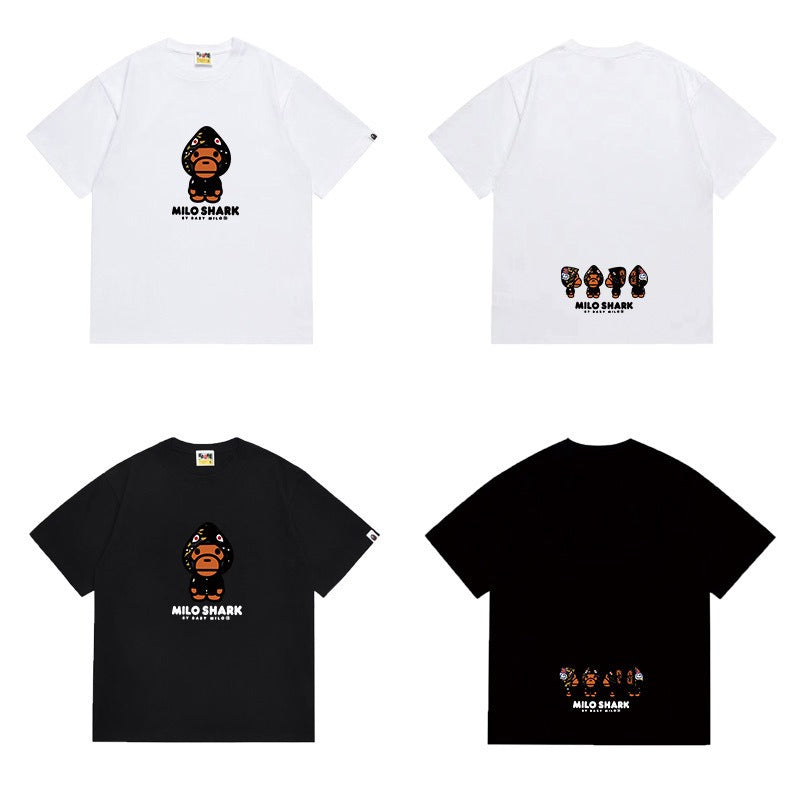 Bathing Shark and ape head print T Shirts NextBlock