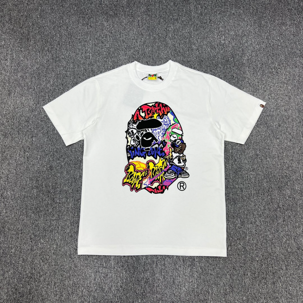 Bathing Shark and ape head print T-Shirt NextBlock