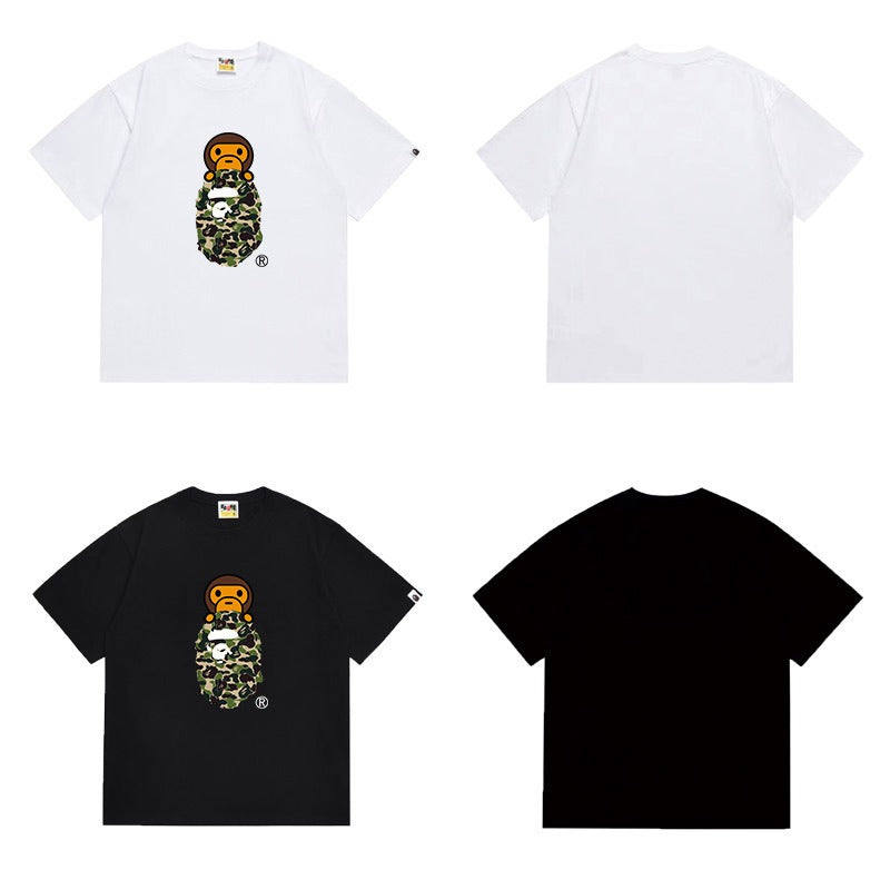 Bathing Shark and ape head print T Shirts NextBlock