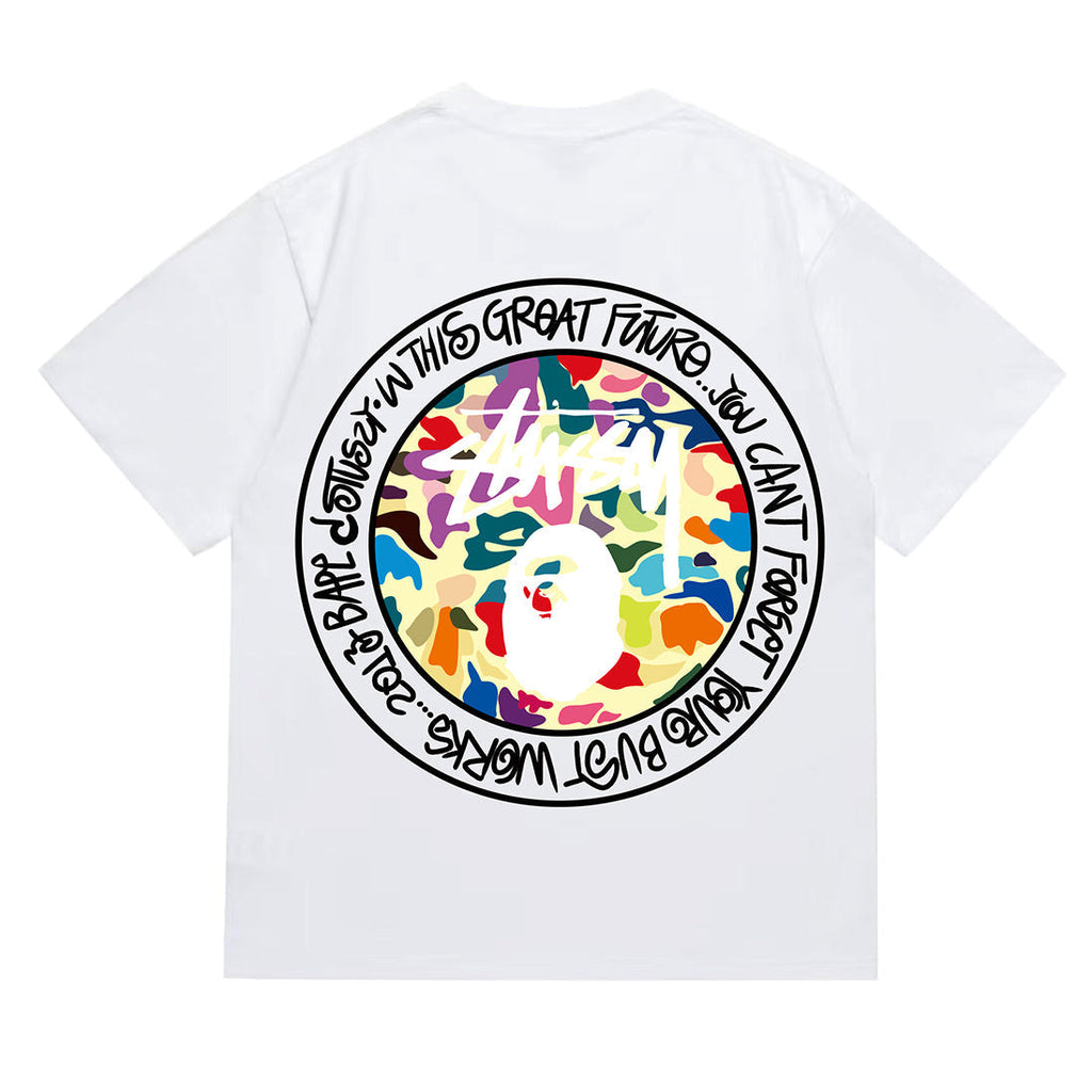 Bathing Shark and ape head print T-Shirt NextBlock