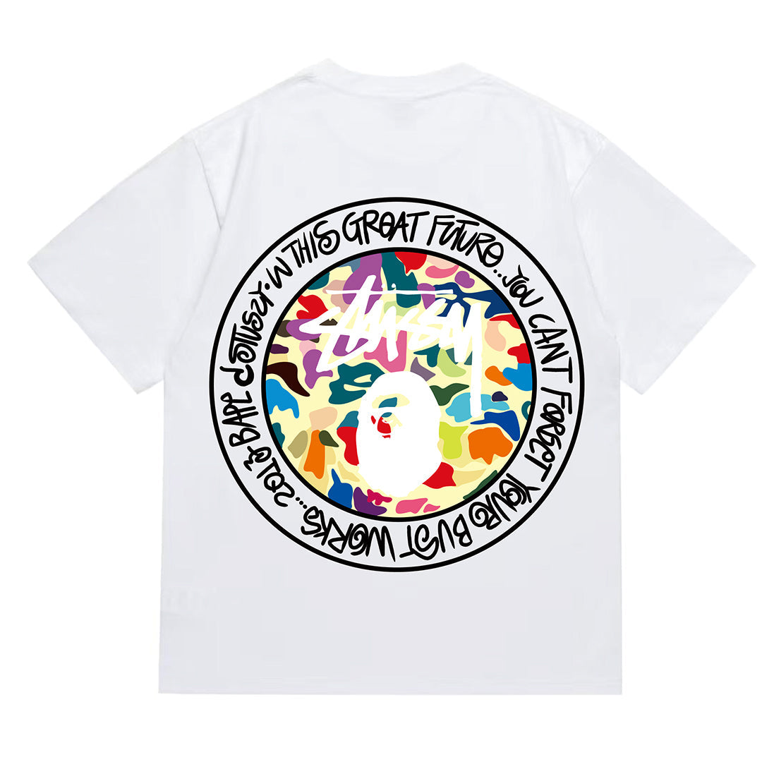 Bathing Shark and ape head print T-Shirt NextBlock