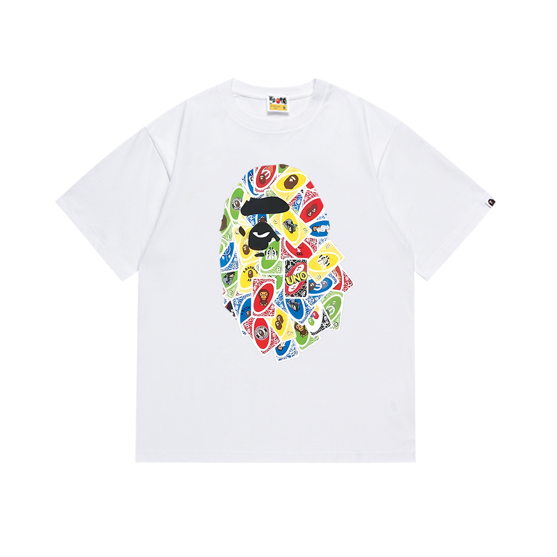 Bathing Shark and ape head print T-Shirt NextBlock