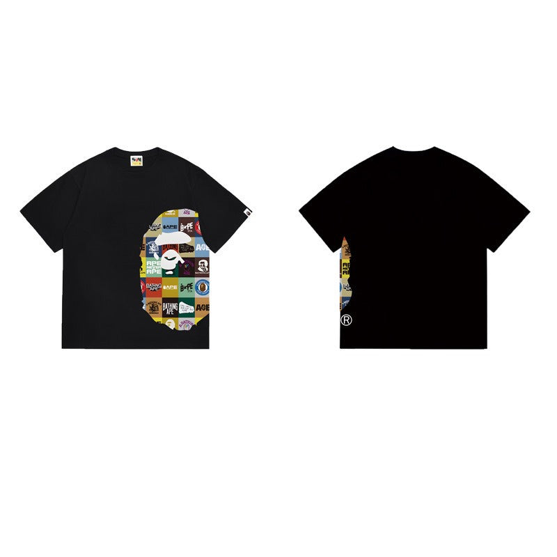 Bathing Shark and ape head print T Shirts NextBlock