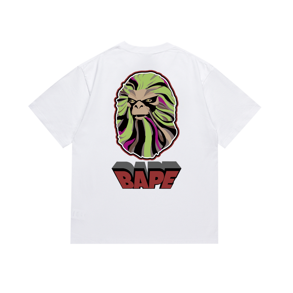 Bathing Shark and ape head print T-Shirt NextBlock