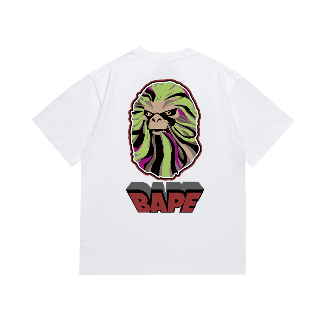 Bathing Shark and ape head print T-Shirt NextBlock