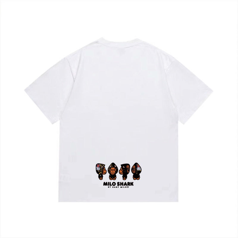 Bathing Shark and ape head print T Shirts NextBlock