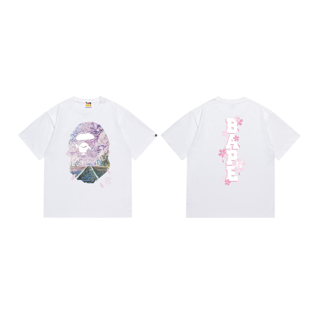 Bathing Shark and ape head print T-Shirt NextBlock