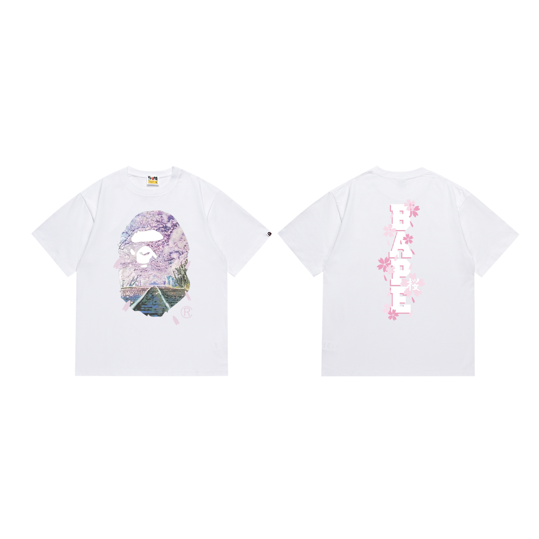 Bathing Shark and ape head print T-Shirt NextBlock