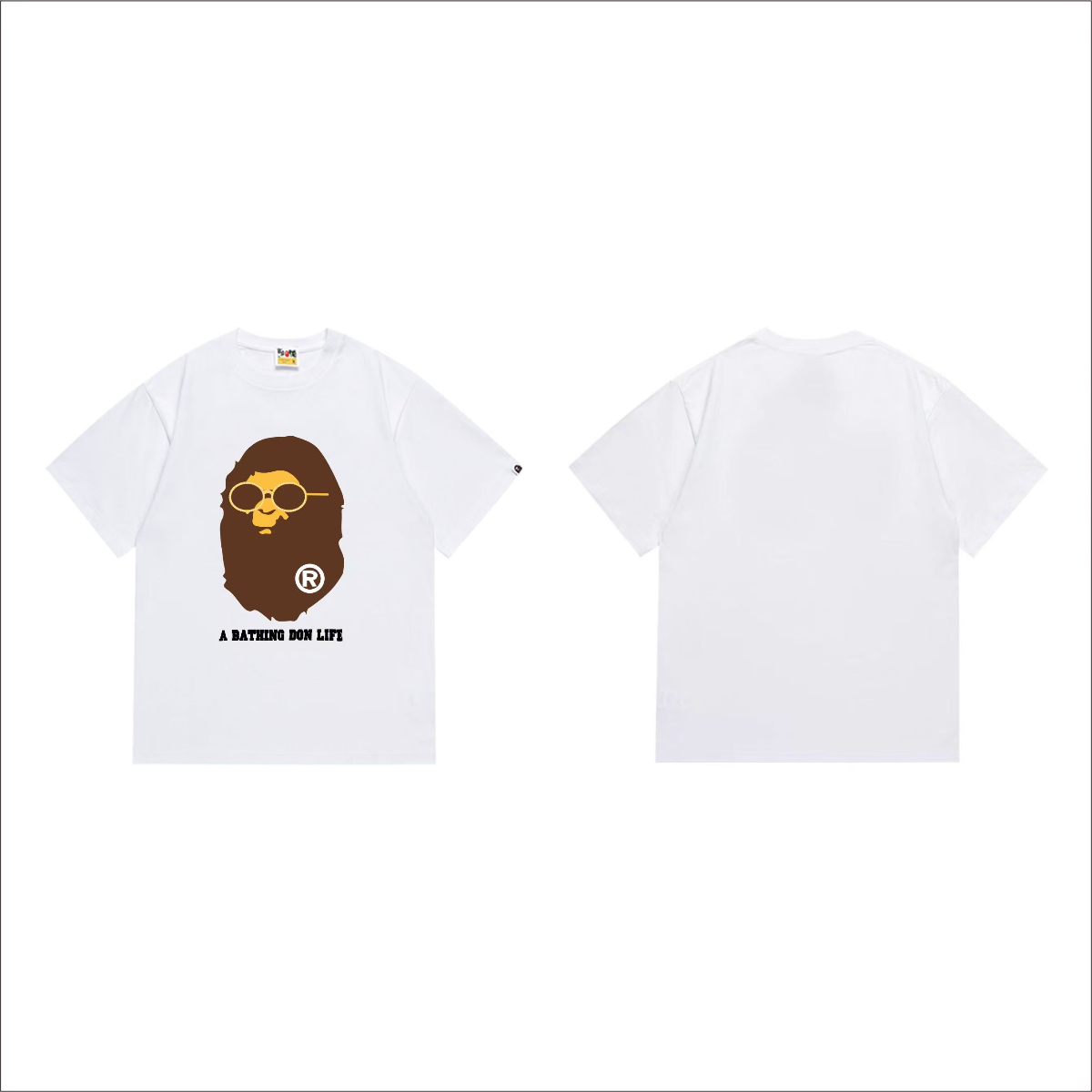 Bathing Shark and ape head print T-Shirt NextBlock