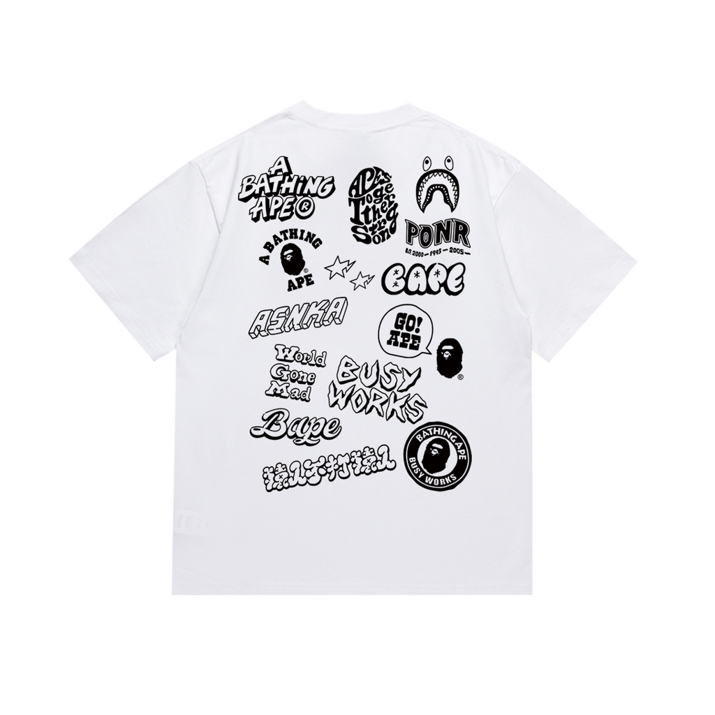 Bathing Shark and ape head print T-Shirt NextBlock