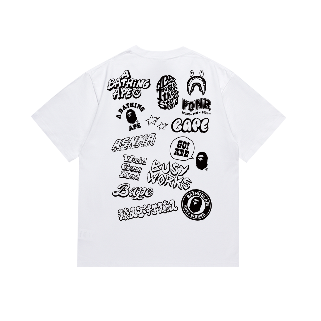 Bathing Shark and ape head print T-Shirt NextBlock
