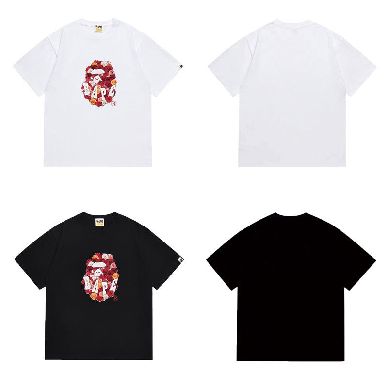 Bathing Shark and ape head print T Shirts NextBlock