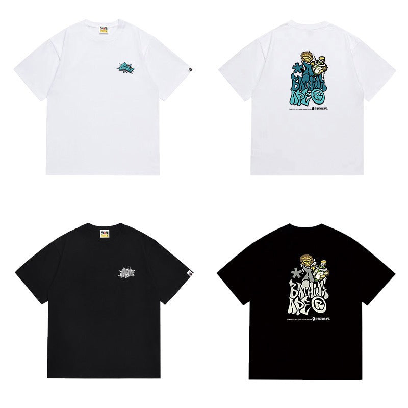 Bathing Shark and ape head print T Shirts NextBlock