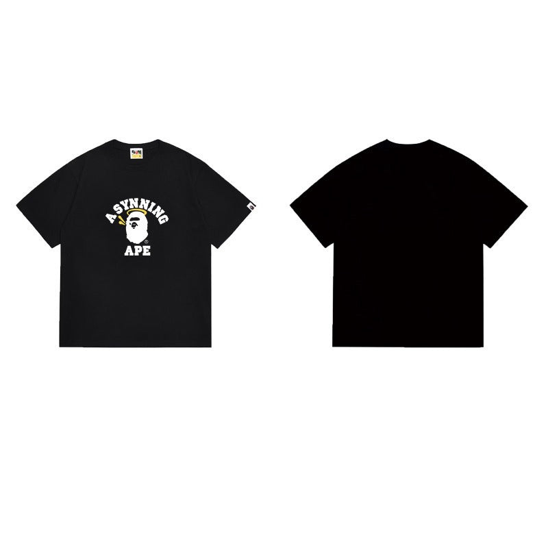 Bathing Shark and ape head print T Shirts NextBlock