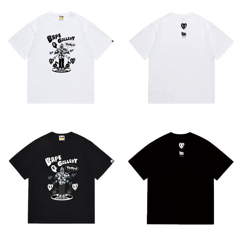 Bathing Shark and ape head print T Shirts NextBlock