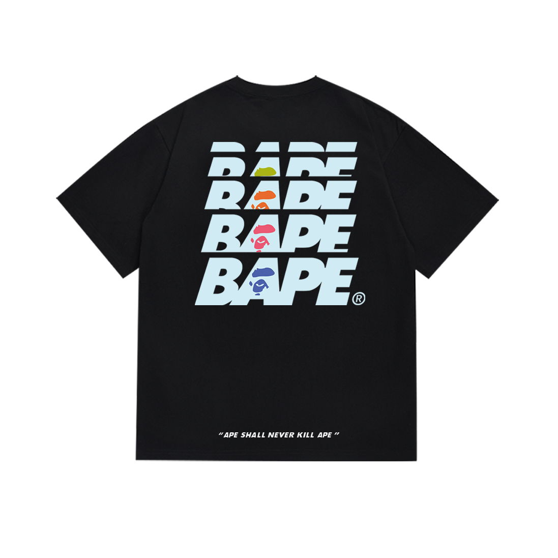 Bathing Shark and ape head print T-Shirt NextBlock