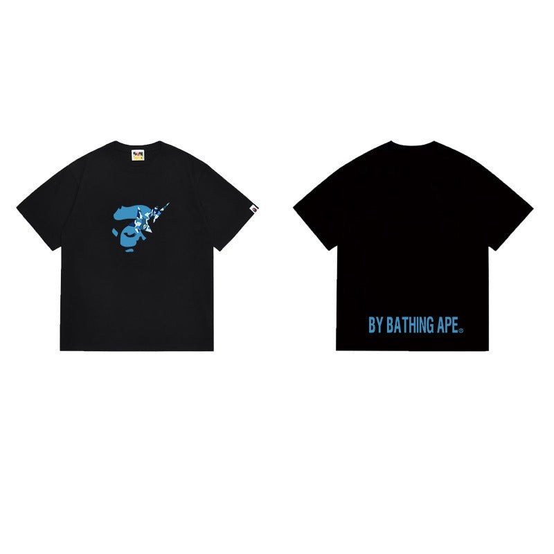 Bathing Shark and ape head print T Shirts NextBlock