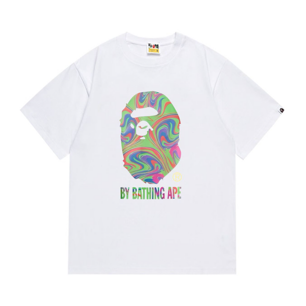 Bathing Shark and ape head print T-Shirt NextBlock