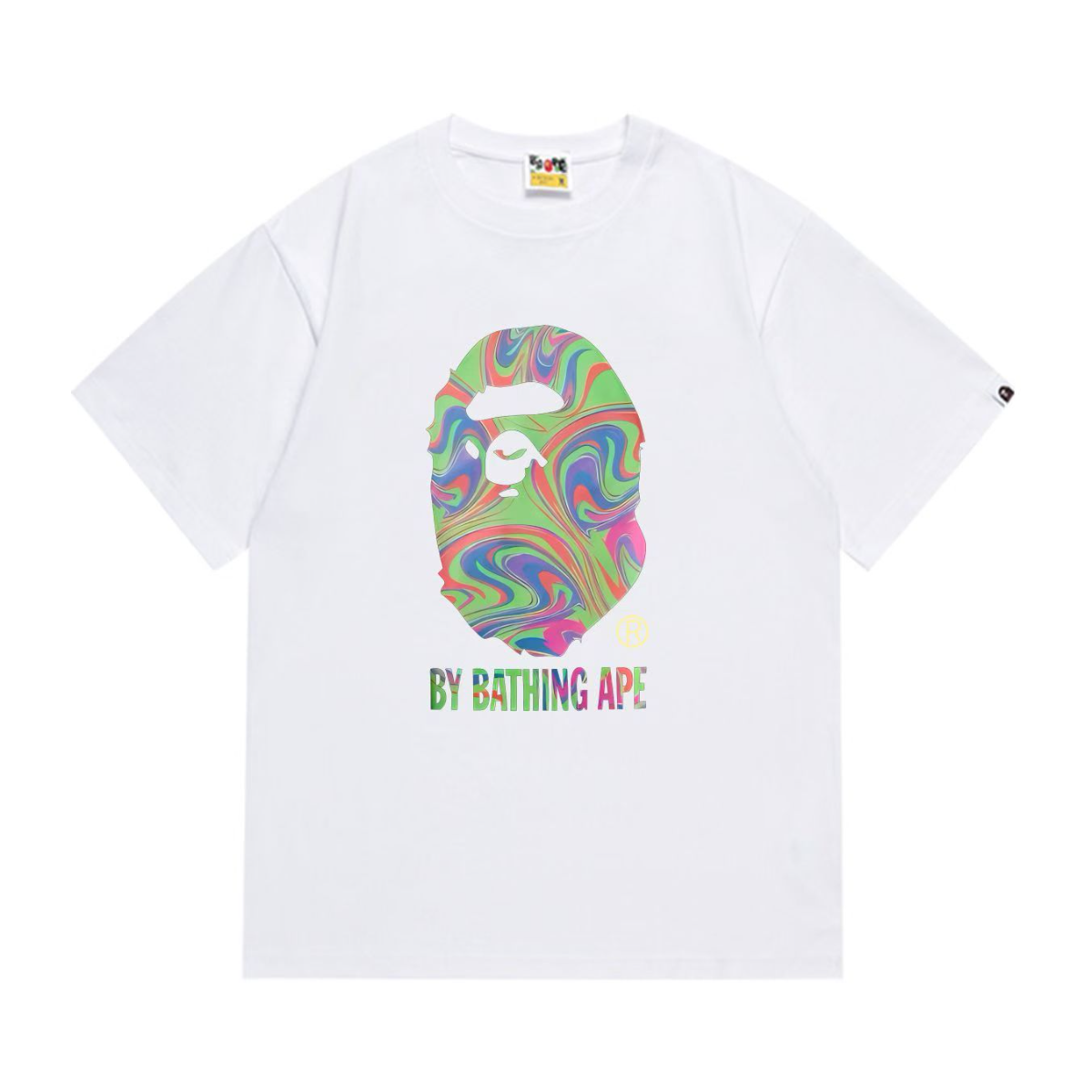 Bathing Shark and ape head print T-Shirt NextBlock