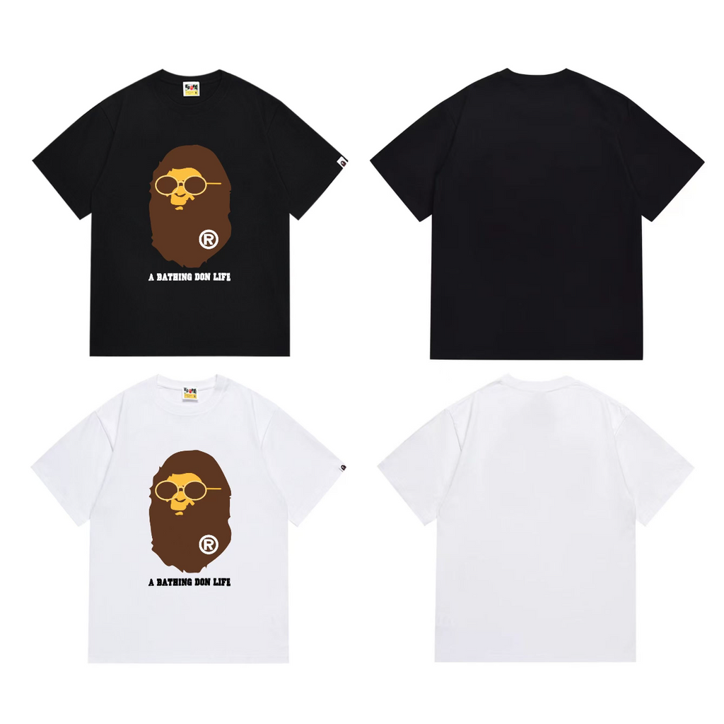 Bathing Shark and ape head print T-Shirt NextBlock