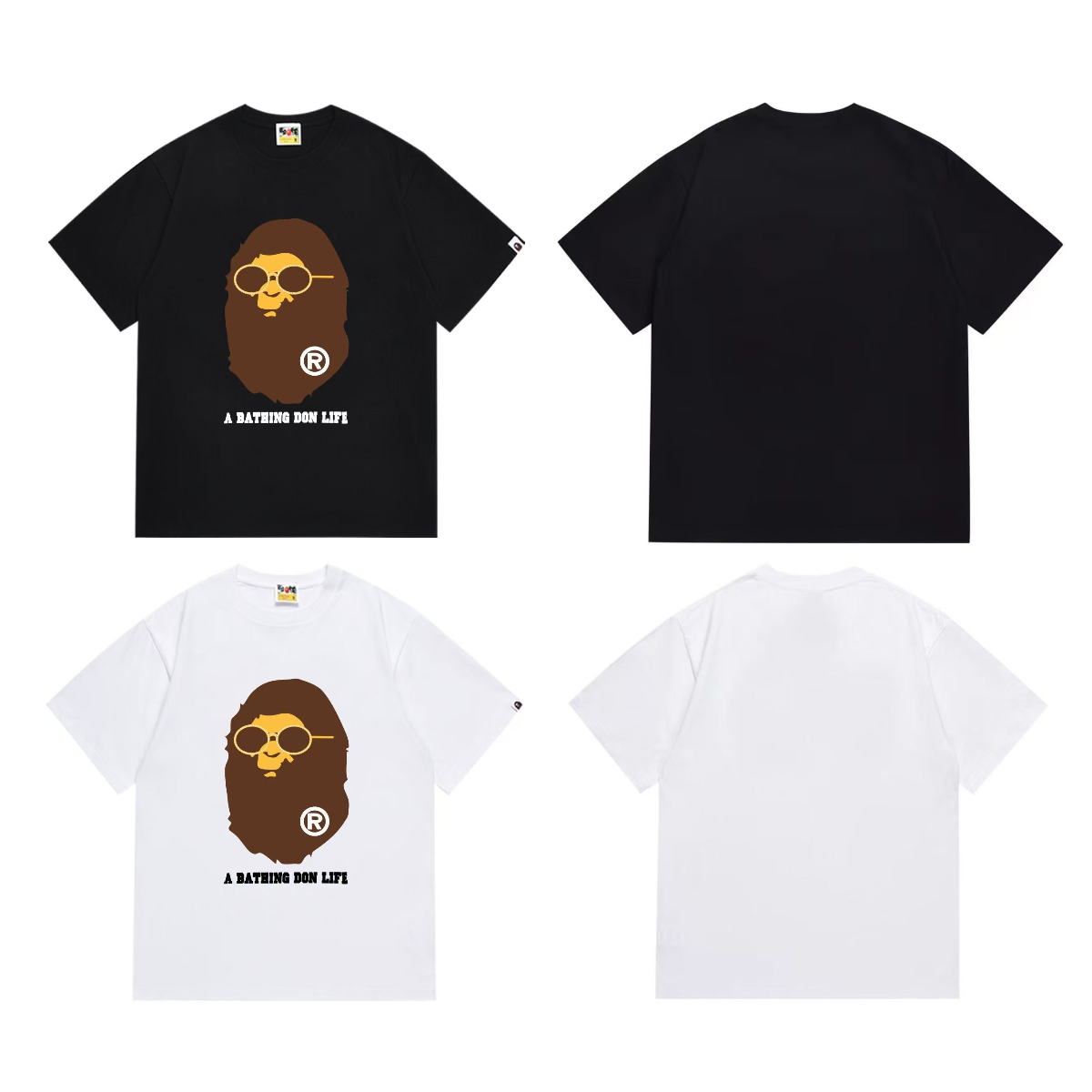 Bathing Shark and ape head print T-Shirt NextBlock