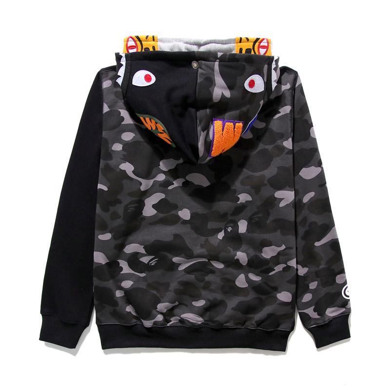 Bathing Shark and ape head print Hoodie Tiger Head Shark Double Hood Sweater Camouflage Hoodie Youth Hooded Sweater Casu NextBlock