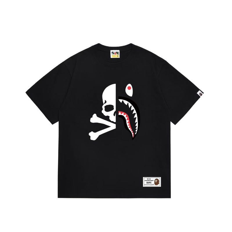 Bathing Shark and ape head print T Shirts NextBlock