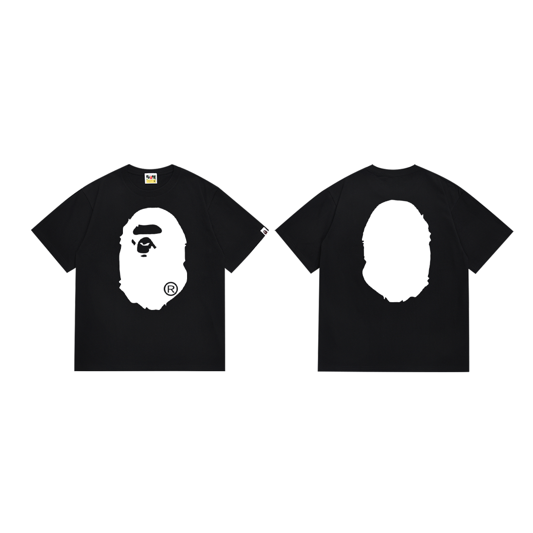 Bathing Shark and ape head print T-Shirt NextBlock