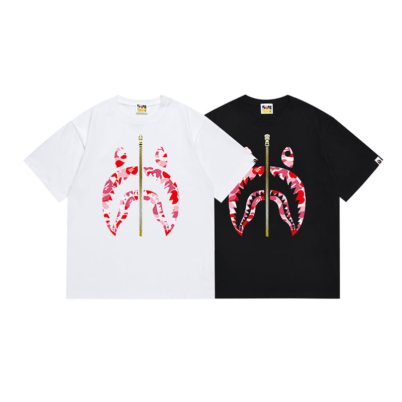 Bathing Shark and ape head print T Shirt NextBlock