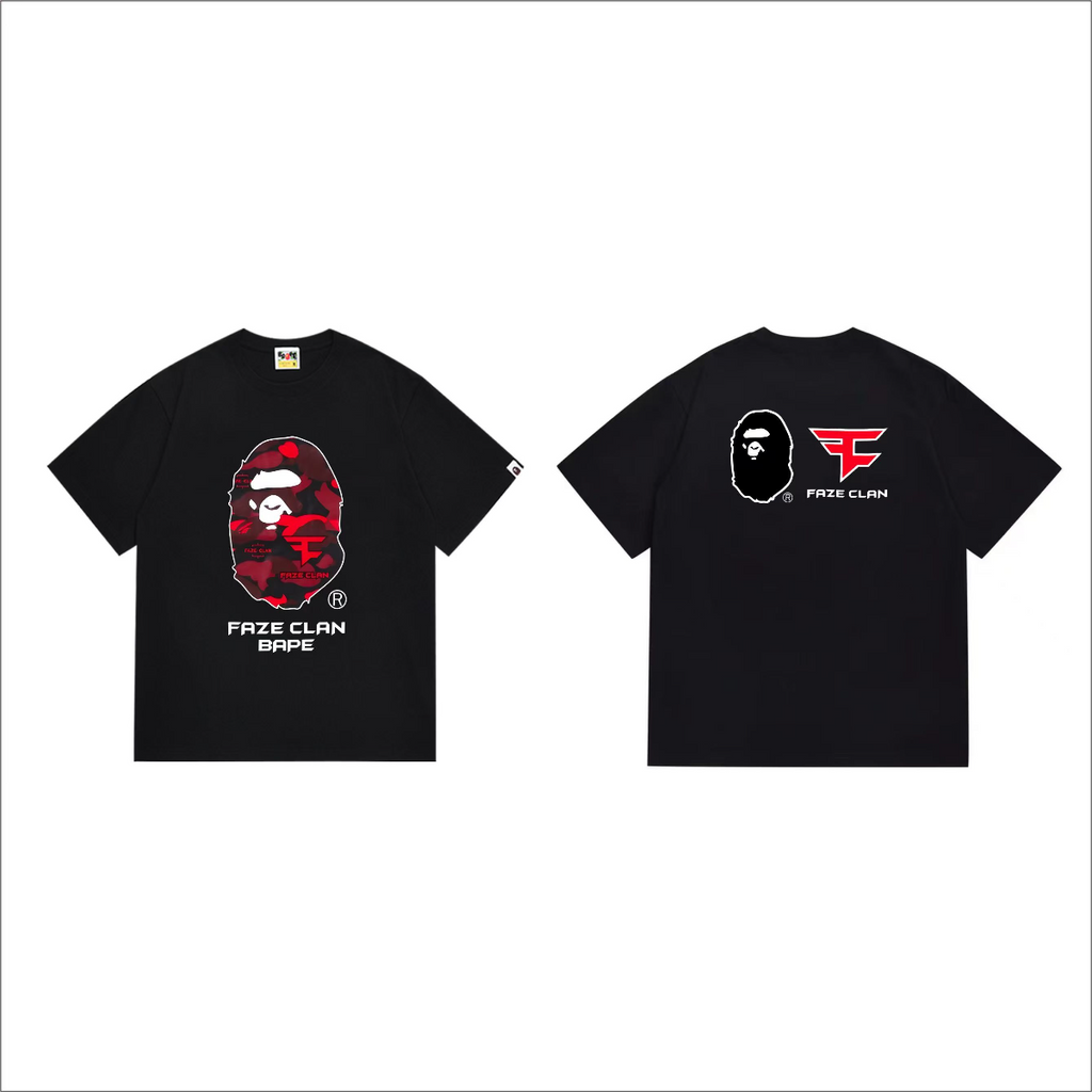 Bathing Shark and ape head print T-Shirt NextBlock
