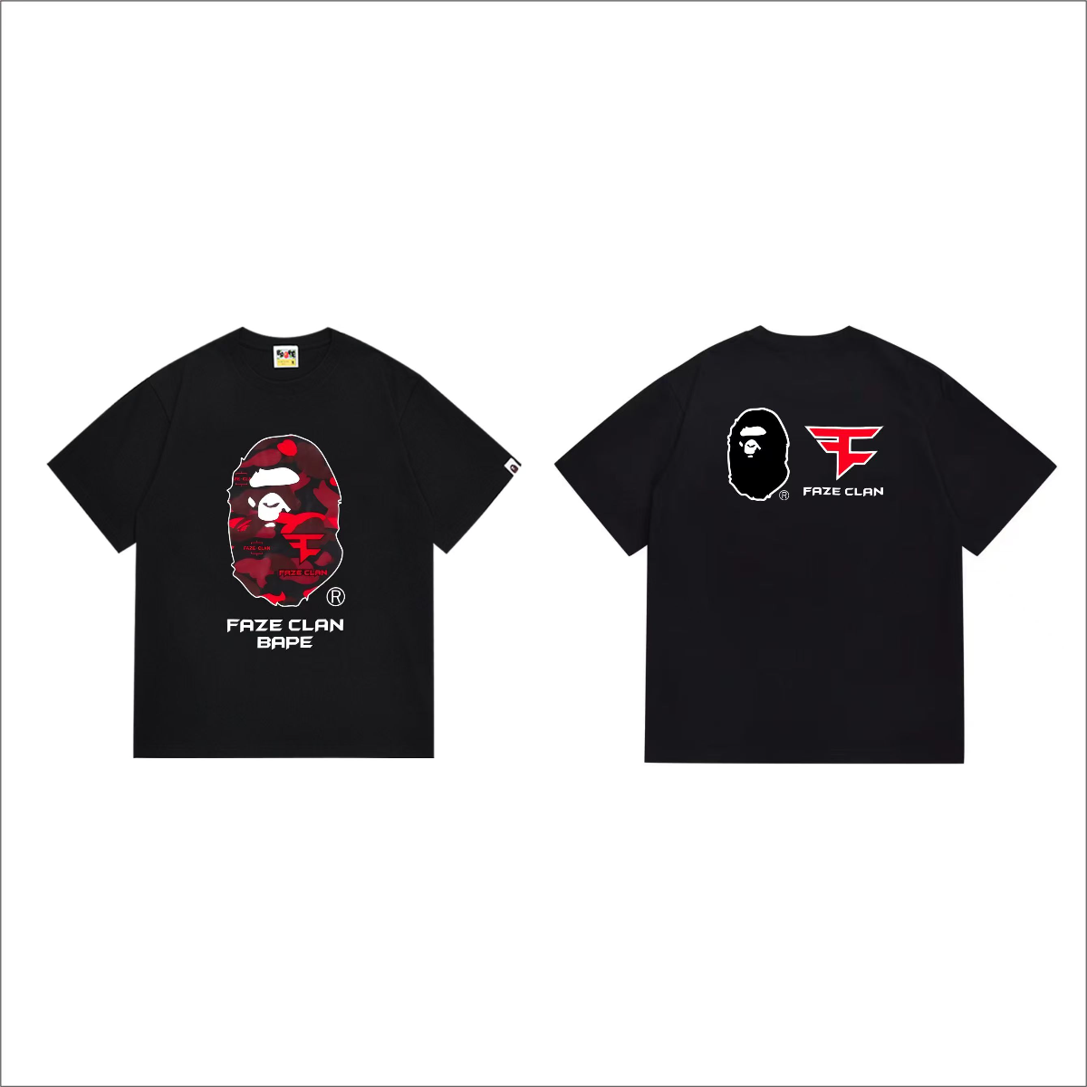 Bathing Shark and ape head print T-Shirt NextBlock