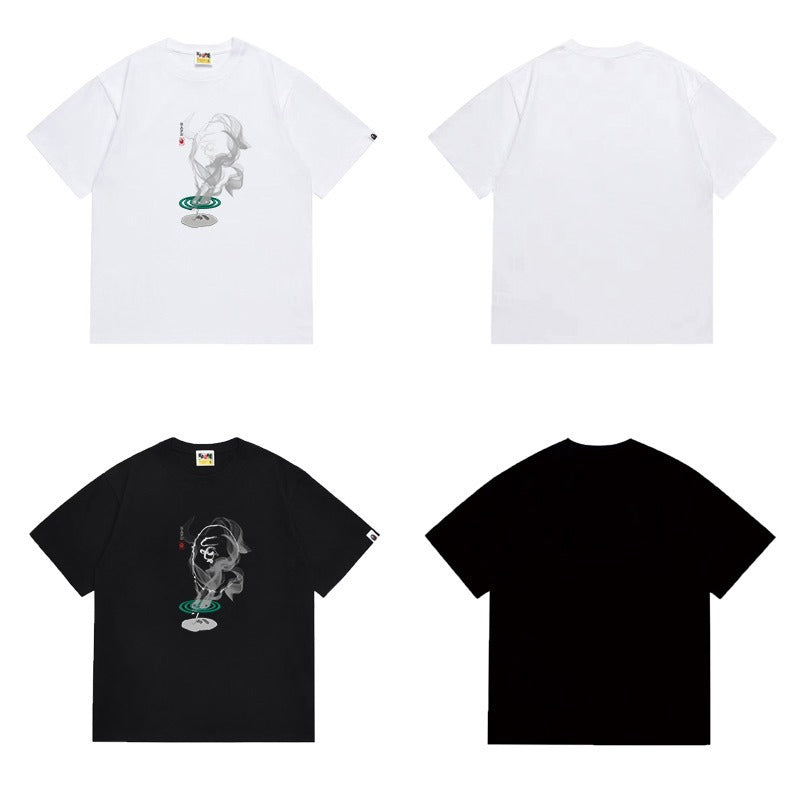 Bathing Shark and ape head print T Shirts NextBlock