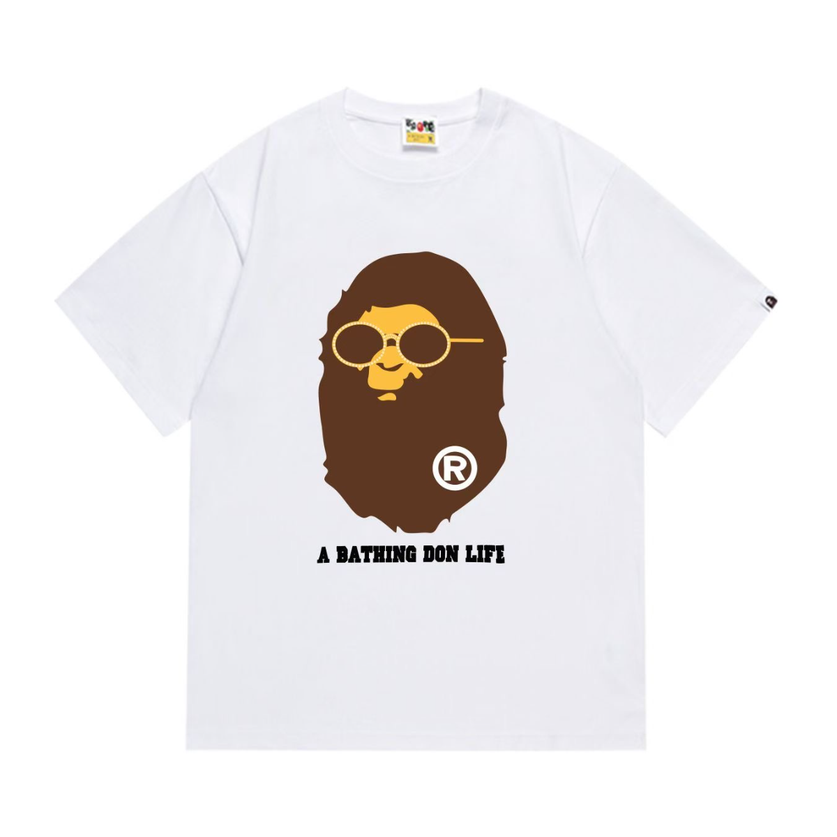 Bathing Shark and ape head print T-Shirt NextBlock