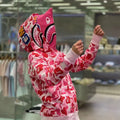 Bathing Shark and ape head print Hoodie Shark Double Hood Men's and Women's Cardigan Zip Sweater NextBlock