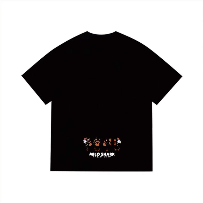Bathing Shark and ape head print T Shirts NextBlock