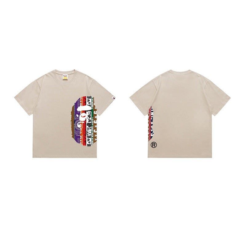 Bathing Shark and ape head print T Shirts NextBlock