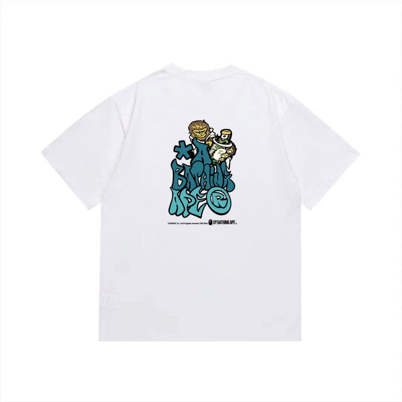 Bathing Shark and ape head print T Shirts NextBlock