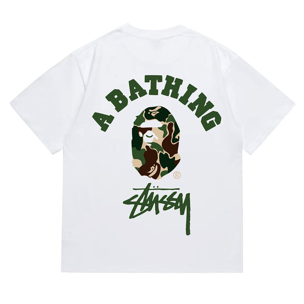 Bathing Shark and ape head print T-Shirt NextBlock